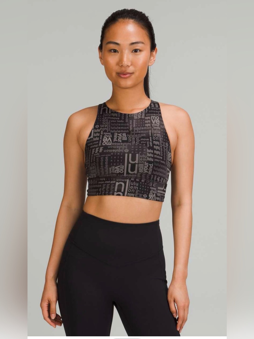 Lululemon Energy High-Neck Longline Bra Ombre Black Multi Size 12